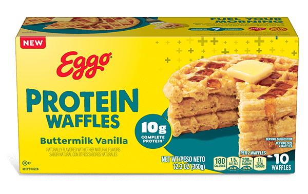 A package of Eggo protein waffles