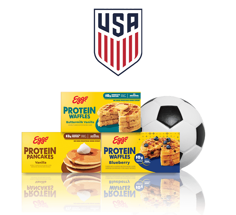USA Soccer - Eggo Protein packages with a soccer ball